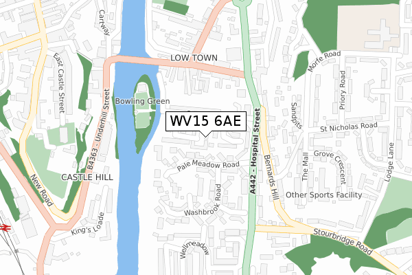 WV15 6AE map - large scale - OS Open Zoomstack (Ordnance Survey)