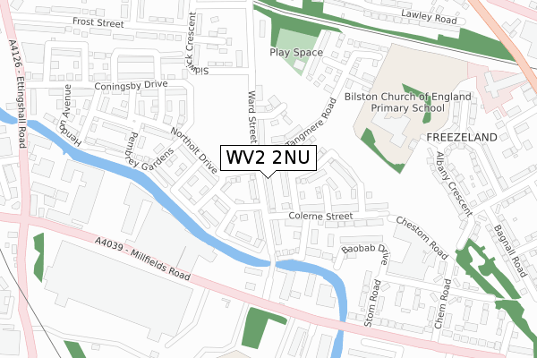 WV2 2NU map - large scale - OS Open Zoomstack (Ordnance Survey)