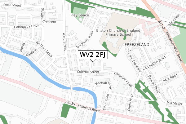 WV2 2PJ map - large scale - OS Open Zoomstack (Ordnance Survey)