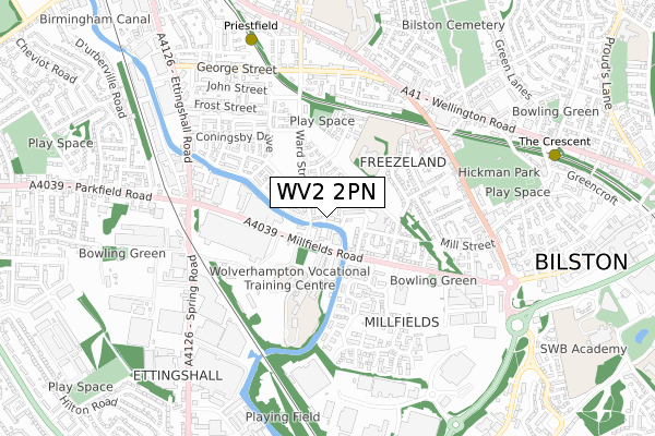 WV2 2PN map - small scale - OS Open Zoomstack (Ordnance Survey)