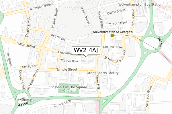 WV2 4AJ map - large scale - OS Open Zoomstack (Ordnance Survey)