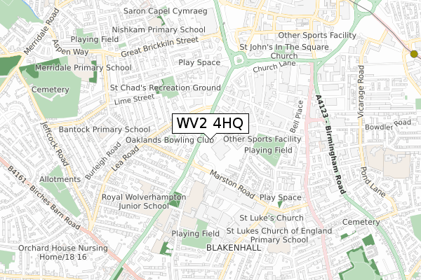 WV2 4HQ map - small scale - OS Open Zoomstack (Ordnance Survey)