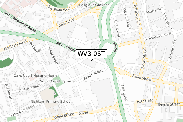 WV3 0ST map - large scale - OS Open Zoomstack (Ordnance Survey)