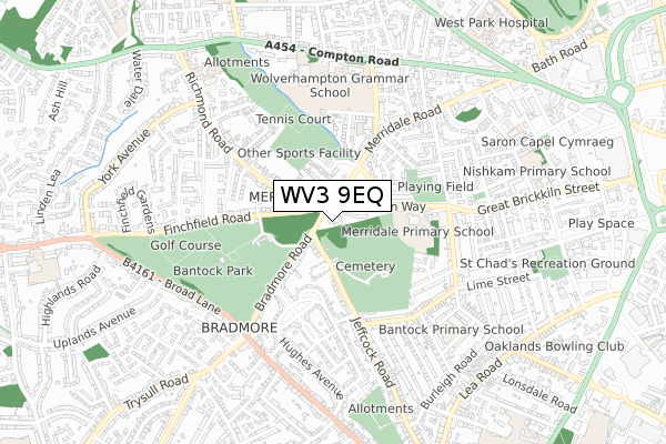 WV3 9EQ map - small scale - OS Open Zoomstack (Ordnance Survey)