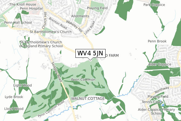 WV4 5JN map - small scale - OS Open Zoomstack (Ordnance Survey)