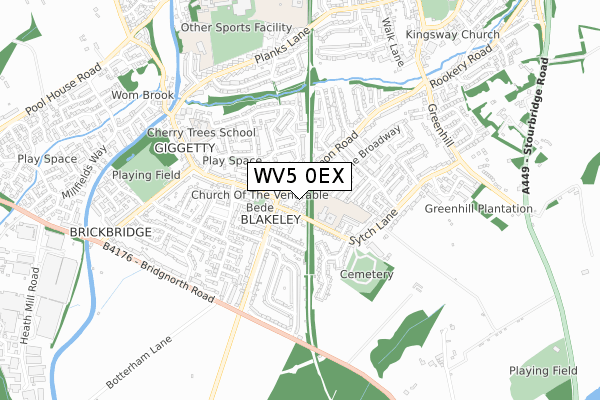 WV5 0EX map - small scale - OS Open Zoomstack (Ordnance Survey)