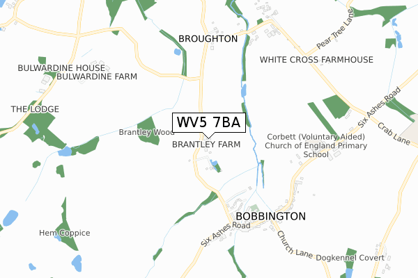 WV5 7BA map - small scale - OS Open Zoomstack (Ordnance Survey)