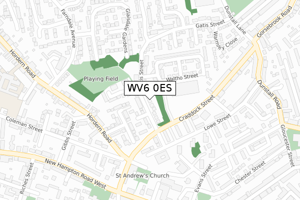 WV6 0ES map - large scale - OS Open Zoomstack (Ordnance Survey)