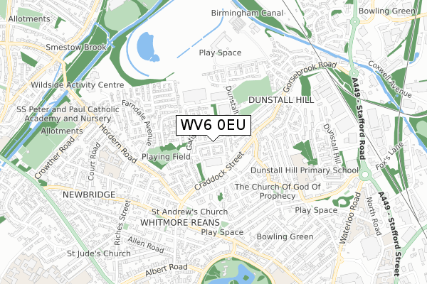 WV6 0EU map - small scale - OS Open Zoomstack (Ordnance Survey)