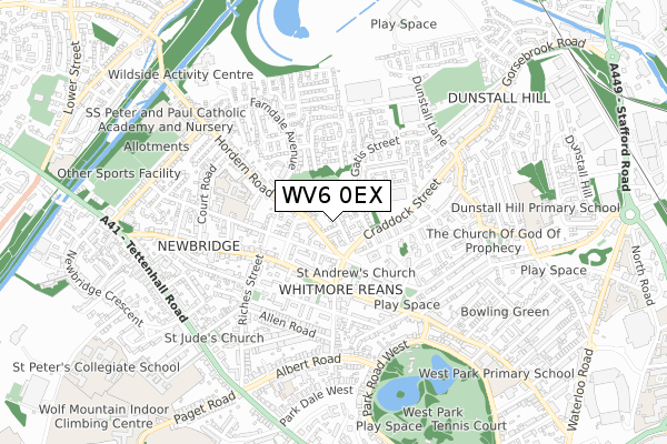 WV6 0EX map - small scale - OS Open Zoomstack (Ordnance Survey)