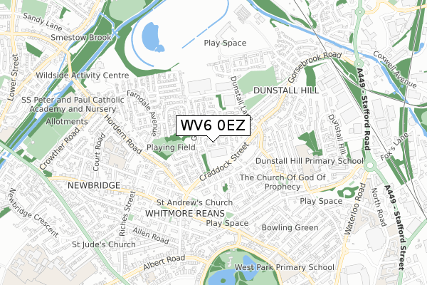 WV6 0EZ map - small scale - OS Open Zoomstack (Ordnance Survey)
