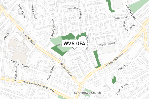 WV6 0FA map - large scale - OS Open Zoomstack (Ordnance Survey)