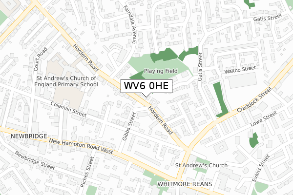 WV6 0HE map - large scale - OS Open Zoomstack (Ordnance Survey)