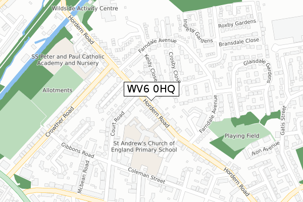 WV6 0HQ map - large scale - OS Open Zoomstack (Ordnance Survey)