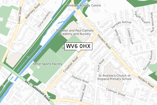 WV6 0HX map - large scale - OS Open Zoomstack (Ordnance Survey)