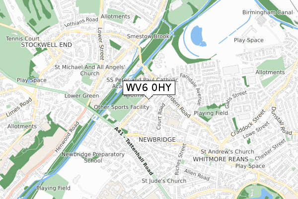 WV6 0HY map - small scale - OS Open Zoomstack (Ordnance Survey)