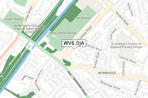 WV6 0JA map - large scale - OS Open Zoomstack (Ordnance Survey)