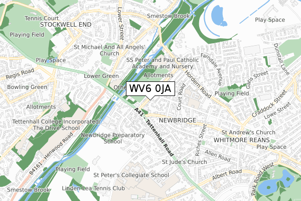 WV6 0JA map - small scale - OS Open Zoomstack (Ordnance Survey)