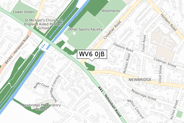 WV6 0JB map - large scale - OS Open Zoomstack (Ordnance Survey)