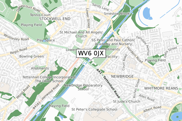 WV6 0JX map - small scale - OS Open Zoomstack (Ordnance Survey)