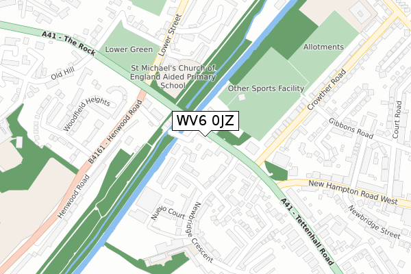 WV6 0JZ map - large scale - OS Open Zoomstack (Ordnance Survey)
