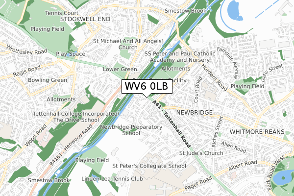 WV6 0LB map - small scale - OS Open Zoomstack (Ordnance Survey)