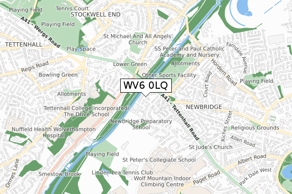 WV6 0LQ map - small scale - OS Open Zoomstack (Ordnance Survey)