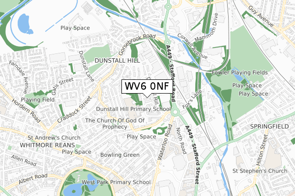 WV6 0NF map - small scale - OS Open Zoomstack (Ordnance Survey)