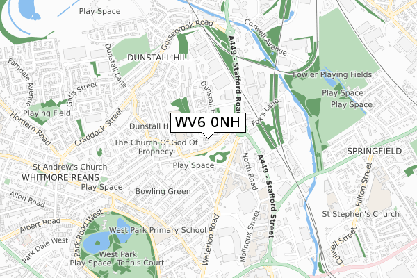 WV6 0NH map - small scale - OS Open Zoomstack (Ordnance Survey)