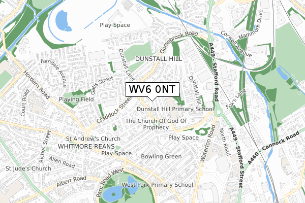 WV6 0NT map - small scale - OS Open Zoomstack (Ordnance Survey)