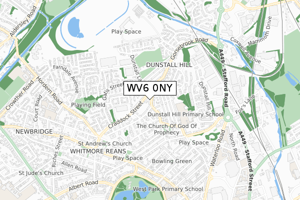 WV6 0NY map - small scale - OS Open Zoomstack (Ordnance Survey)