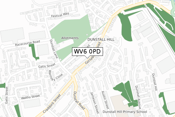WV6 0PD map - large scale - OS Open Zoomstack (Ordnance Survey)