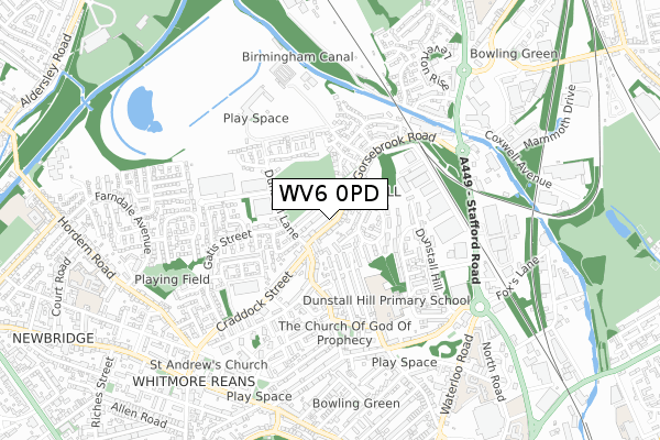 WV6 0PD map - small scale - OS Open Zoomstack (Ordnance Survey)