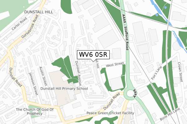 WV6 0SR map - large scale - OS Open Zoomstack (Ordnance Survey)