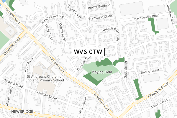 WV6 0TW map - large scale - OS Open Zoomstack (Ordnance Survey)