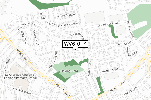 WV6 0TY map - large scale - OS Open Zoomstack (Ordnance Survey)
