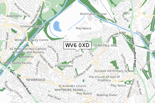 WV6 0XD map - small scale - OS Open Zoomstack (Ordnance Survey)