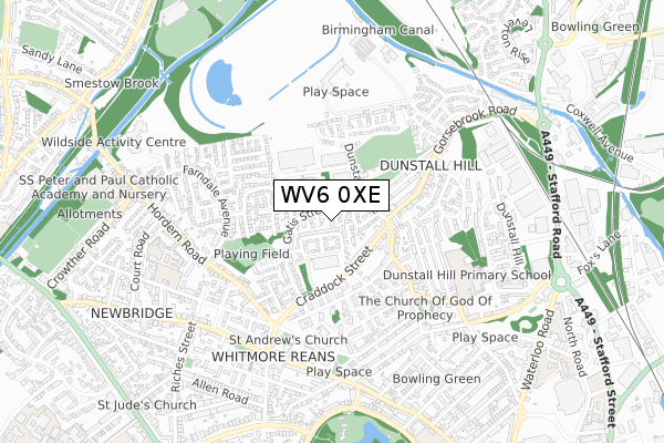 WV6 0XE map - small scale - OS Open Zoomstack (Ordnance Survey)