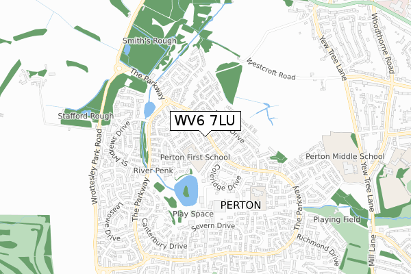 WV6 7LU map - small scale - OS Open Zoomstack (Ordnance Survey)