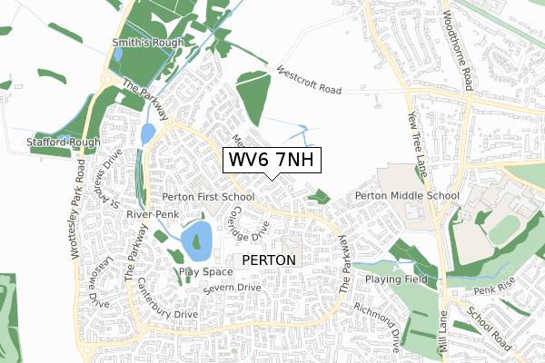 WV6 7NH map - small scale - OS Open Zoomstack (Ordnance Survey)