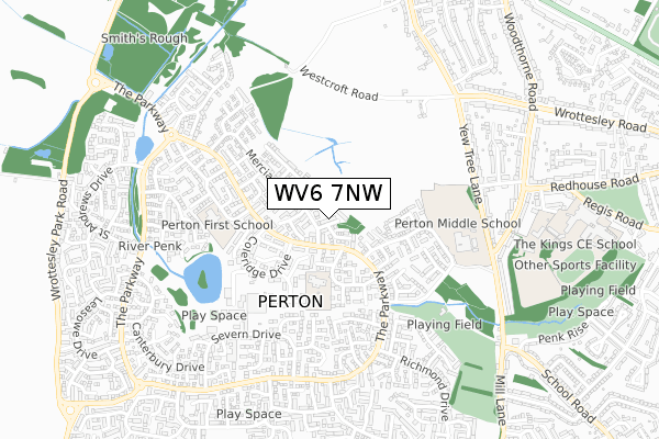 WV6 7NW map - small scale - OS Open Zoomstack (Ordnance Survey)