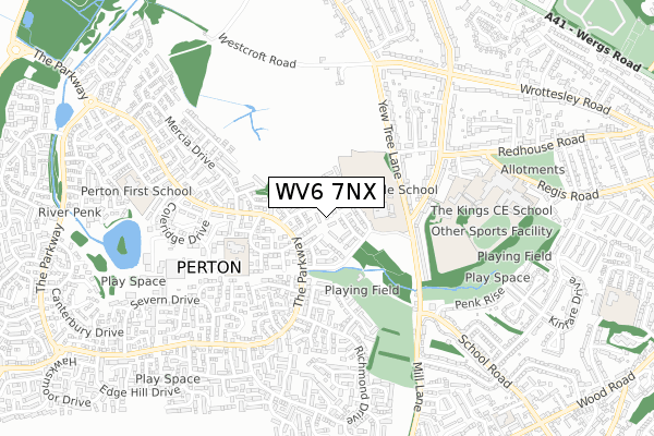 WV6 7NX map - small scale - OS Open Zoomstack (Ordnance Survey)