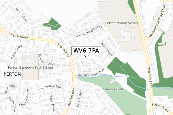 WV6 7PA map - large scale - OS Open Zoomstack (Ordnance Survey)