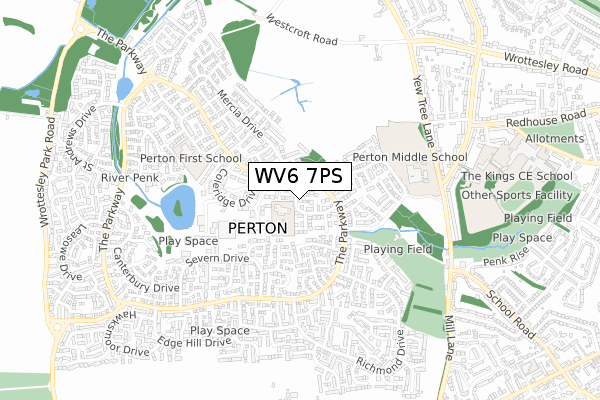 WV6 7PS map - small scale - OS Open Zoomstack (Ordnance Survey)