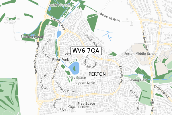 WV6 7QA map - small scale - OS Open Zoomstack (Ordnance Survey)