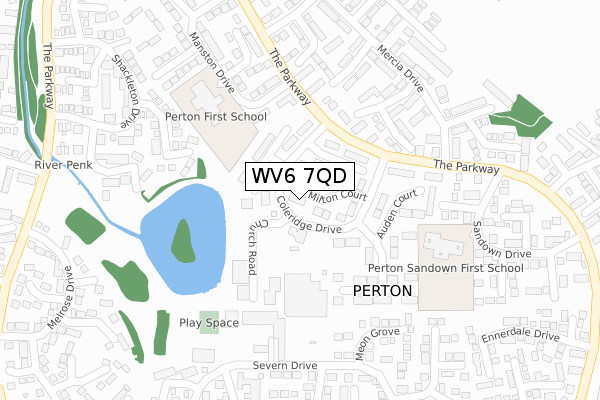 WV6 7QD map - large scale - OS Open Zoomstack (Ordnance Survey)