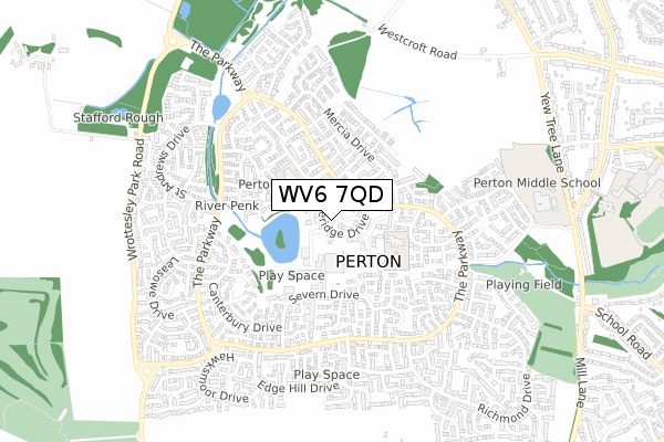 WV6 7QD map - small scale - OS Open Zoomstack (Ordnance Survey)