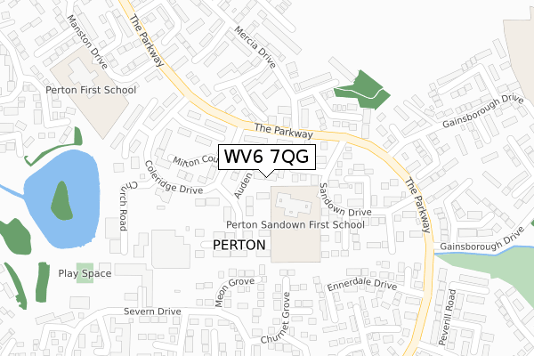 WV6 7QG map - large scale - OS Open Zoomstack (Ordnance Survey)