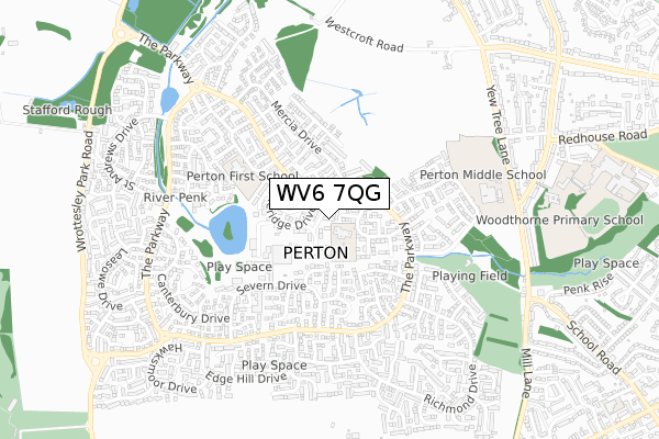 WV6 7QG map - small scale - OS Open Zoomstack (Ordnance Survey)