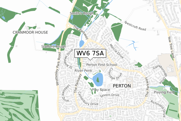 WV6 7SA map - small scale - OS Open Zoomstack (Ordnance Survey)